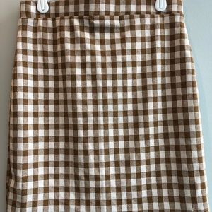 Checkered Brown and White Skirt